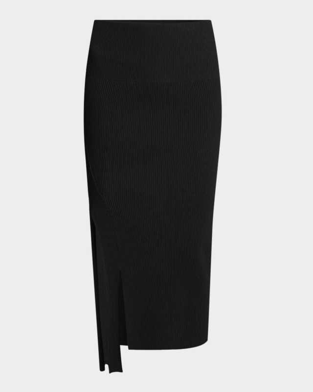 Slits-Hem Rib Midi Skirt